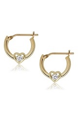 fine gold heart cubic zirconia baby huggie earrings